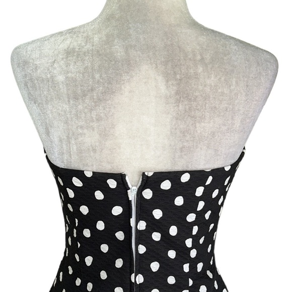 Lillie Rubin Vintage Strapless Black White Polka Dot Print Midi Pencil Dress 6 - Picture 8 of 12